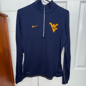 Nike Women's West Virginia Navy and Gold Quarter-Zip Sweatshirt